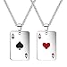 Liitata 2 St&uuml;ck Edelstahl Pik Ass Spielkarte Anh&auml;nger Halskette Herz Ass Poker Karten Halskette Rock Gothic Punk Hip Hop Kette f&uuml;r M&auml;nner