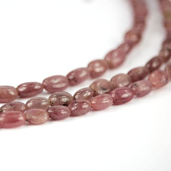 Ruby Smooth Oval Nugget Beads rose 12 mm, pierre précieuse d'exception