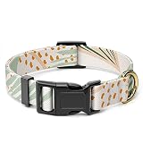 Rnivvi Dog Collar for Large Dogs, Cute Boho Heavy Duty Adjustable Puppy Collar with Quick Release Buckle for Girl & Female, Pet Accessories for Walking Running, L Length 1' Width, Tropical Leaves
