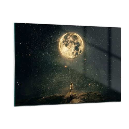 Decoracion Salon Luna Estrellas Imaginación Vidrios decorativos 120x80cm Cuadro Sobre Vidrio Moderno Cocina Cuadros Pared Impresiones Impresión en Cristal Wall Art Prints Grande XXL GAA120x80-5249