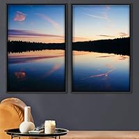 2 Piece Framed Canvas Wall Art Sunset in The Lake Canvas Prints Home Artwork Decoration for Living Room,Bedroom - 16