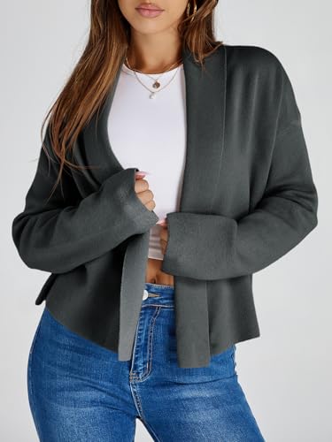 Image of Saodimallsu Womens Cropped Cardigan Open Front Shawl 2026 Fall Trendy Long Sleeve Sweater Jacket