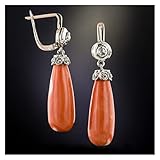 TOMYEUS Jewelry Dangle Earrings Beautiful Jewelry Synthetic Coral Crystal Wedding Earring for Women
