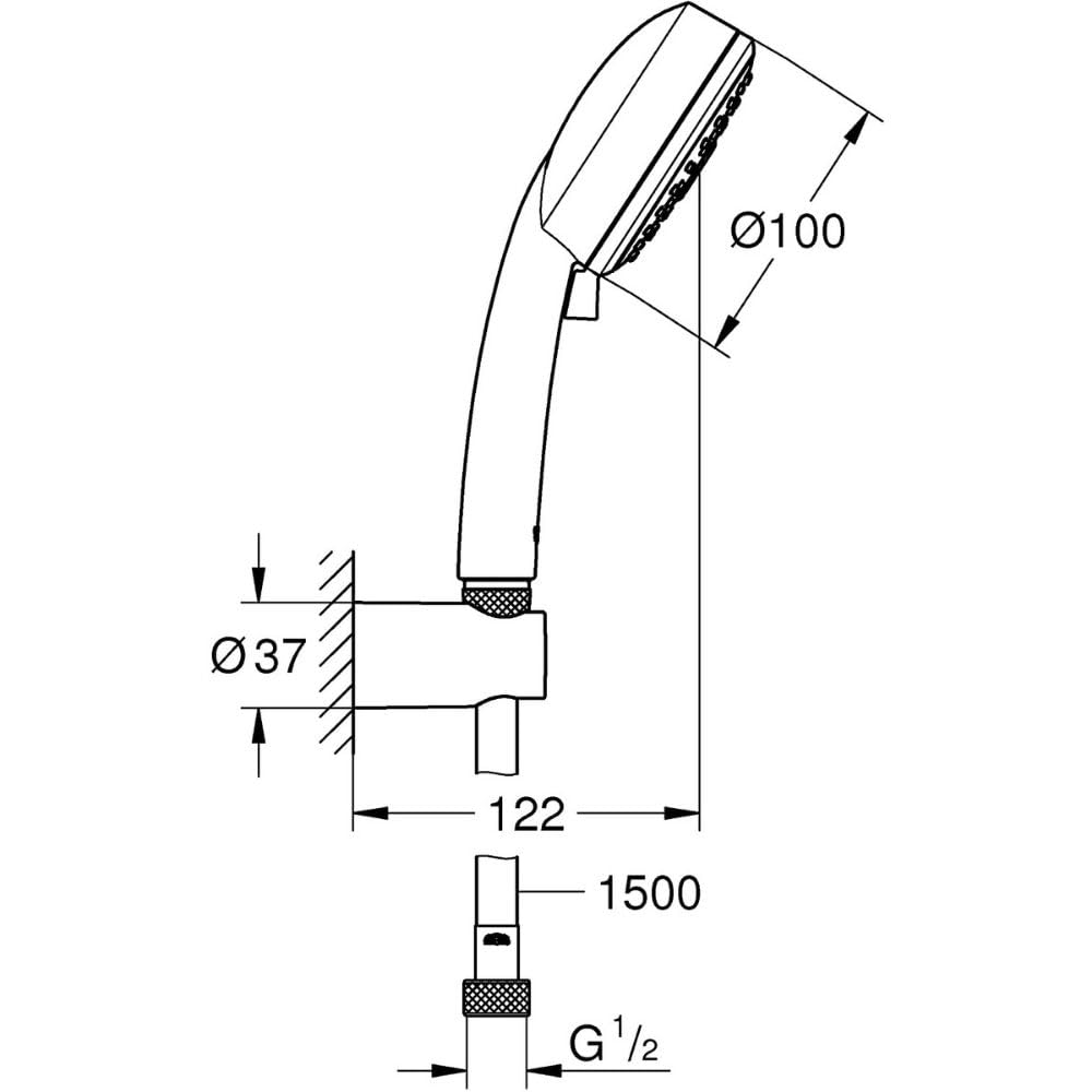 GROHE Vitalio Comfort 100 zestaw uchwytów ściennych, 2 rodzaje strumienia, chrom | 26399000
