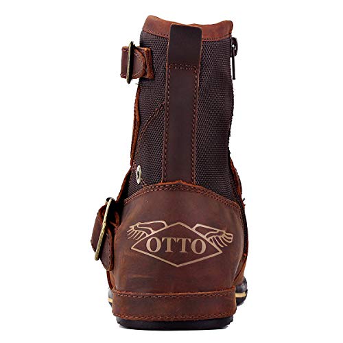 OSSTONE Moto Boots for Men Fashion Zipper-up Leather Chukka Boots Casual Shoes OS-5008-1-ABNH3