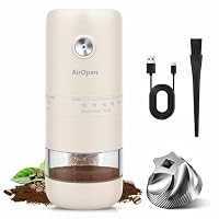 AirOpen Tragbare elektrische Kaffeemühle mit Edelstahl-Kegelmahlwerk, 100-stufig extern einstellbar für Espresso bis Cold Brew, USB-C, 30 g Small-Batch Coffee Grinder für Zuhause, Büro und Reisen – Ansicht 1