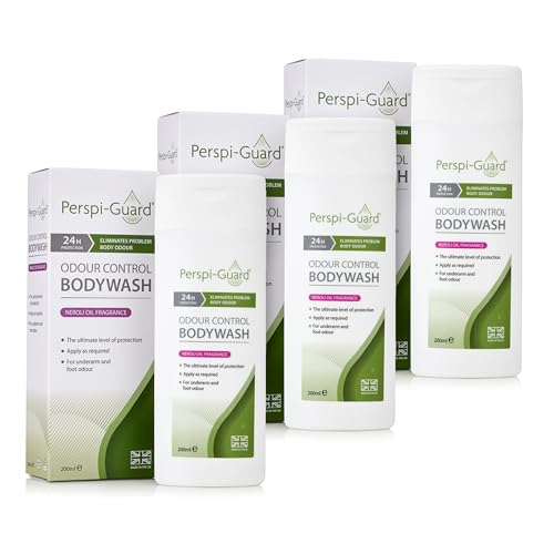 Perspi-Guard Neroli Scented Odour Control Antibacterial Body Wash for Men & Women, Anti Bacterial Shower Gel Prevents Malodour, 200 ml, 3-Pack