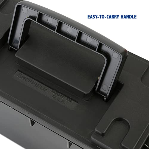 Sheffield 12629 Field Box, Pistol, Rifle, or Shotgun Ammo Storage Box, Tamper-Proof Ammo Can with 3 Locking Options, Stackable and Water Resistant, Made in The USA, Black