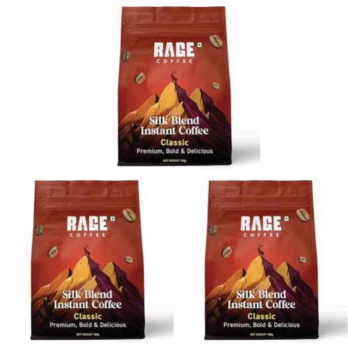Image of Rage Coffee Premium Silk Blend Classic - 100 Gm | Enhance Fitness, Energy, and Focus | Hot and Cold Coffee (Pack of 3)