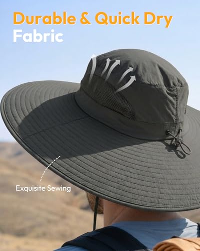 Sombrero de sol para hombre con ala ancha impermeable miniatura 4