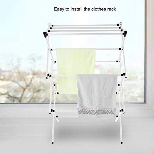 ZDAGELD 3 Tier Clothes Airer - Rust-Resistant PP Laundry Rack, Lightweight Indoor and Outdoor Stand for Towels and Garments, Space-Saving Movable Washing Line, White - Image 3