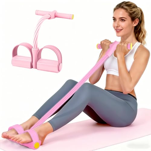 JClorix 6-Röhren Pedal-Widerstandsband Sit-Up Zugseil für Zuhause | Bauchtrainer Beintrainer Po Trainer NBR-Tuben Schaumgriffe für Yoga Pilates