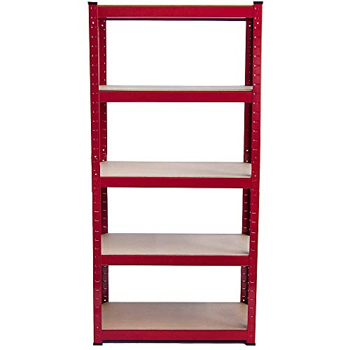 Home Vida 5 Tier Red Heavy Duty Adjustable Steel Garage Shelving Unit (H) 1500mm (W) 700mm - 875kg Weight Capacity - Image 5