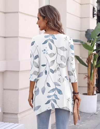 Image of Zeagoo Womens Tops 3 /4 Sleeve Loose Fit Dressy Tunics Plus Size Boho Shirts