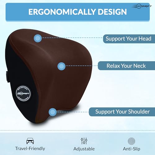Image of Neodrift 'CurveNeck Pro' - Neck Rest Cushion Orthopedic Velvet Memory Foam Pillow for Neck, Head, Shoulder Support - Pain Relief for Car, 1 Pc (Colour-Brown)