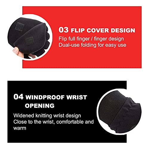 Miniduo Outdoor Gloves Convertible Mittens Flip Fleece Fingerless Gloves [Windproof] For Men&Women Fishing, Cycling, Running In Cold Weather #TOP4