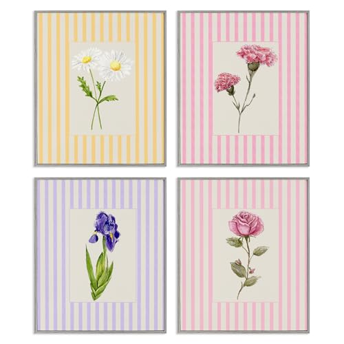 Giclées Cottage Stripe Brigs Stupell Industries habiller un grand mur vide ensemble de 4 cadres