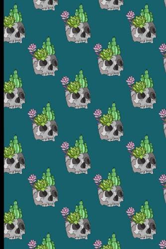 Succulent Skull Planter 100 Page, Paperback, Lined Notebook, Lined Journal - TEAL