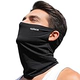 oplace Sports Gear Neck Gaiter Scarf Bandana for Motorcycle, Helmet-Friendly Breathable Face Cover with Ear Holes for Men/Women, UV Protection Mesh, Windproof Dustproof, Black