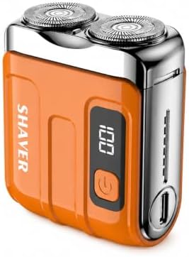 Portable Mini Electric Shaver for Men, Rechargeable Travel Razor with Dual Blade, Compact Pocket Shaver (Orange)