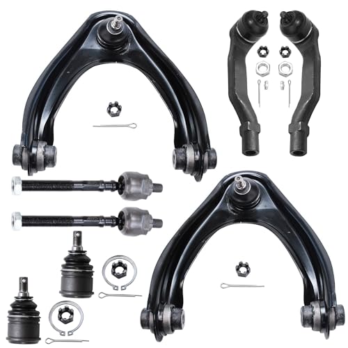 Image of Detroit Axle - 8pc Front End Control Arms Kit for 96-00 Honda Civic Acura EL, 2 Upper Control Arms 2 Lower Ball Joints 4 Tie Rod Ends 1996 1997 1998 1999 2000 Replacement