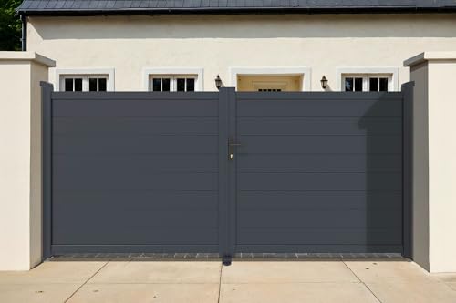 Casanoov Portail battant 3m EIGER H.140cm aluminium gris