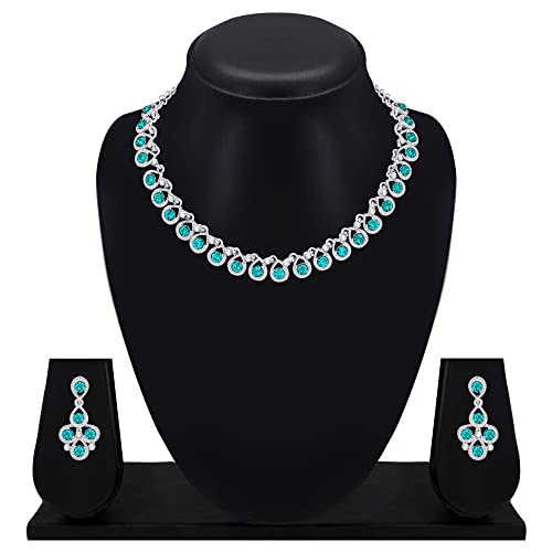 Atasi International Diamond/Stones Necklace Set with Earrings for Women | Stylish Jewellery for Party, Wedding and Festive Occasions | Fashion Accessories