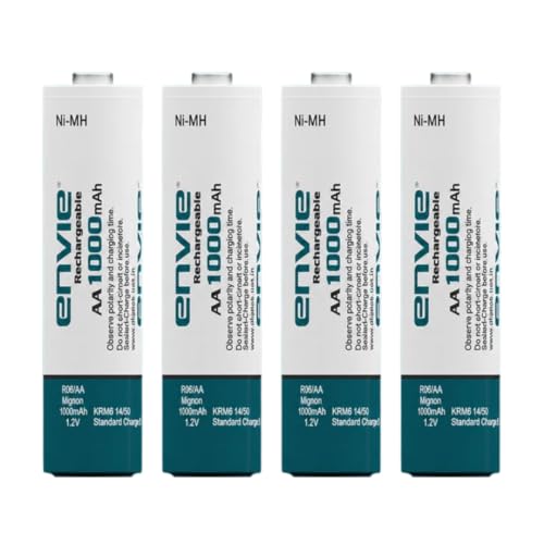 Image of Rechargeable AA Batteries | 1000mAh Ni-MH Rechargeable AA Batteries | Ideal for Toys, Remotes, Clocks, Mouse & Household Devices | Pack of 4