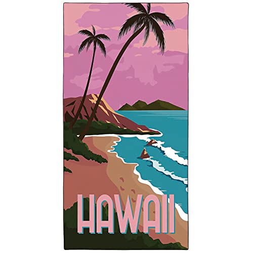 Rstick Hawaii Beach Towel Oversized 36"x72" Quick Dry Sand Free Coconut Palm Tree Beach Towels Soft Lightweight Microfiber Towels for Swim Pool Camping Travel