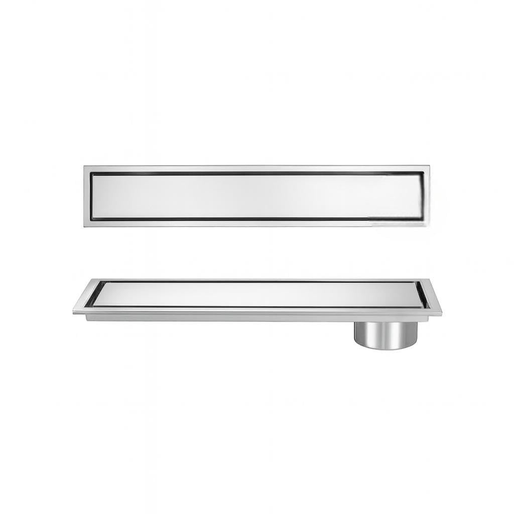 ZAP | 12 Inch Tile Insert Stainless Steel Floor Drain – Modern Shower Drain Channel with Cockroach Trap, Side Hole & Collar (Bathroom, Balcony, Kitchen)