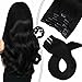 Jet Black Clip in Hair Extensions Human Hair Moresoo Thick Human Hair Clip in Extensions Black 100% Remy Hair 22 inch Real Hair Extensions Clip in Human Hair 100g/pack 7pcs
