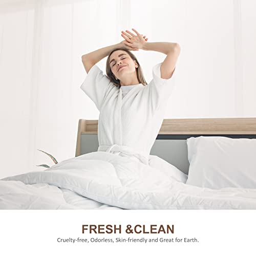 Oaken-Cat Down Alternative Comforter, All Seasons Ergonomic Full/Queen Bed Comforter - Ultra-Soft Plush Cloud Fluffy Microfiber Quilted Medium Warm Duvet Insert, White #TOP3