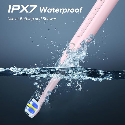 Elektrische Zahnbürste 40000 VPM Wiederaufladbare Schallzahnbürste mit 8 Bürstenköpfen Reiseetui, Smart Timer 5 Reinigungsmodi Letzte 30 Tage Elektrische Zahnbürsten für Erwachsene (Rosa) – Bild 8