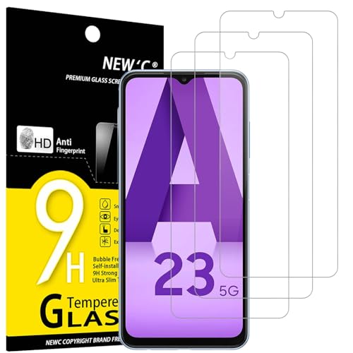 NEWC 3 Pack Designed for Samsung Galaxy A23 4G Samsung Galaxy A23 5G Screen Protector Tempered Glass Case Friendly Scratch Resistant Bubble-Free Ultra Resistant