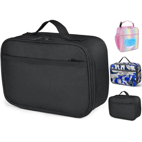 Insulated Lunch Bag for Men Black Portable Leakproof Kids Lunch Box for Food Drink Boys Women Pack Cooler Bag for Work School Picnic Camping(Black)