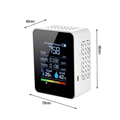 Testeur d'humidité numérique et CO2 5in1 compact blanc