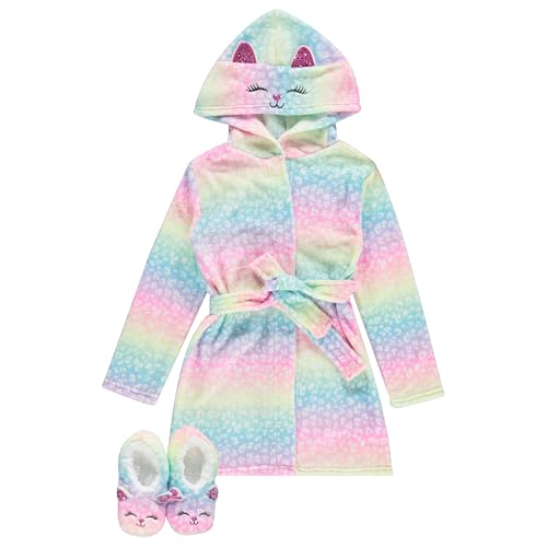 BTween Girls Unicorn Bathrobe Set Soft, Cozy, and Fun with Matching Slippers Perfect for Lounging