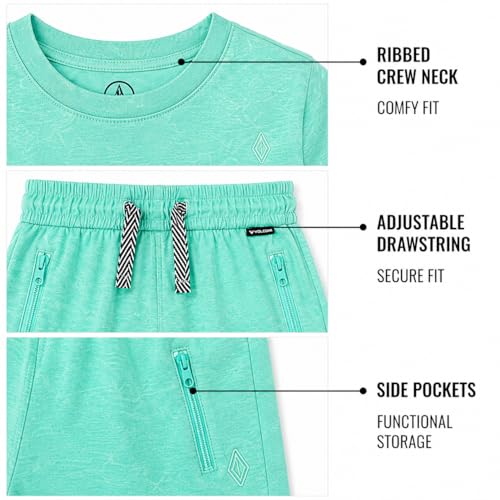 Image of Volcom Toddler Baby Boy Shorts Set - 2 Piece Short Sleeve Graphic Tees and Shorts Infant Toddler Little Boys Summer Outfits