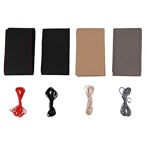 RuleaxAsi Capa faça você mesmo para o volante do carro PU Couro Fibra macia Trança de couro no volan