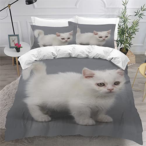 Parure de lit chat 3D en microfibre supérieure avec housse de couette zippée