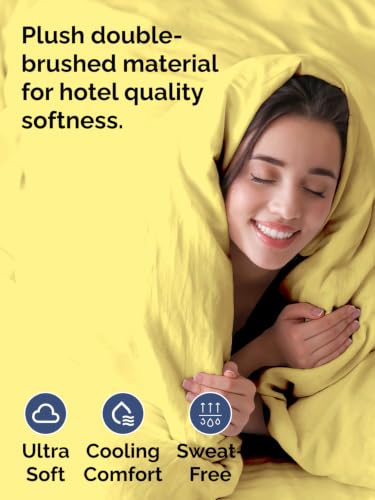 Image of Duvet Cover Oversized King Size - 3 Piece with Zipper Closure - Yellow