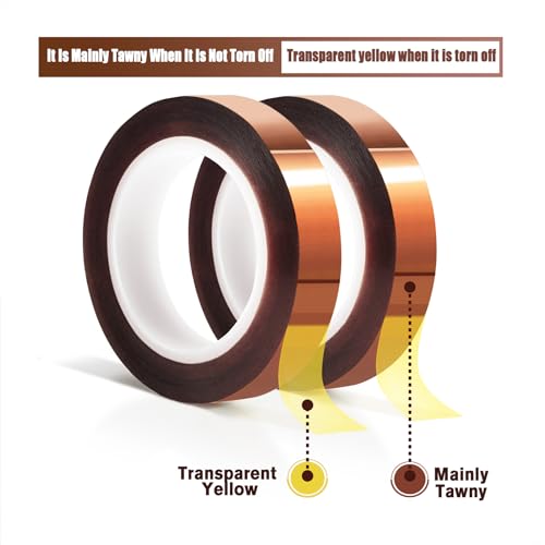MEBMIK 2 Rolls 10mm x16m(52FT) Heat Tape High Temperature Heat Resistant Tape Heat Transfer Tape for Heat Sublimation Press Vinyl,No Residue