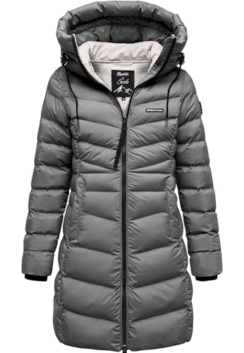 REPUBLIX Damen Gefütterte Winter Jacke Mantel Parka mit großer Kapuze RJ-8023 Dunkelgrau S