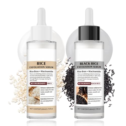 Weißer & Schwarzer Reispeeling Peeling Gesicht 2PCS - Peel Shot Glow Rice Ampoule Duo - Mitesserentferner Porenreiniger Gesichtspeeling Frau & Männer - Sanftes Reis Peeling Serum Gesicht