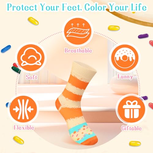 Image of Funny Donut Burger Food Socks Box, Crazy Socks for Women Teen Girls, Birthday Christmas Stocking Stuffers Gag Gifts