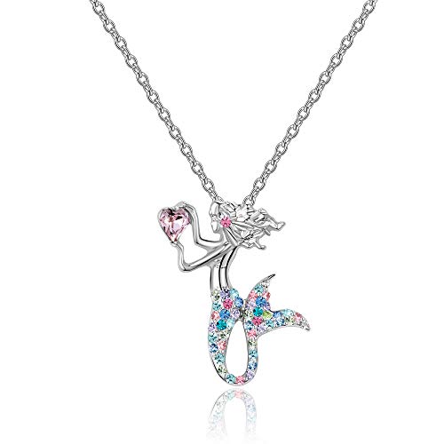 luomart Little Mermaid Necklaces for Girls,Unicorn Birthstone Pendant Jewelry Gifts Set for Women Teens