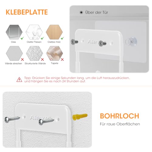 AIEVE Bügelbrett-Aufhänger-Haken, große und kleine Bügelbrett-Aufbewahrung, Wandmontage, Halterung für die Wand (mattweiß)