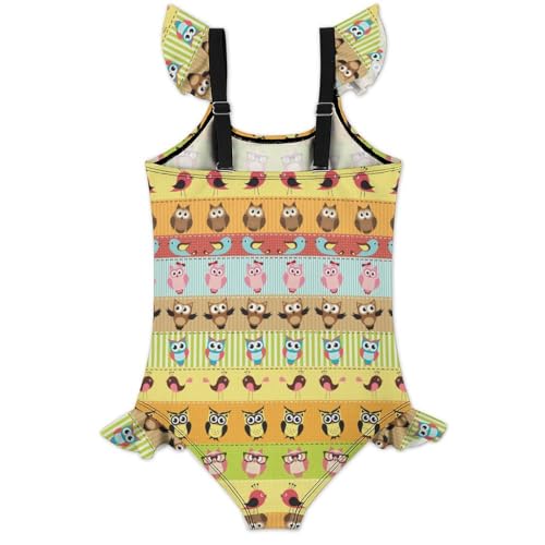 Image of Girls One Piece Swimsuit Cute Alpacas Hearts Stars Ruffles Swimwear Bathing Suits 3-12 Years