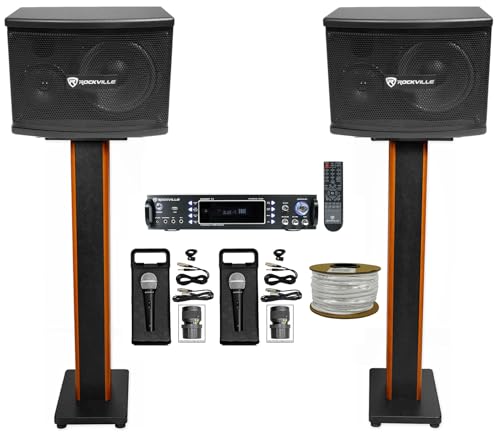 (2) Rockville KPS65 400w Karaoke/Pro Speakers+Bluetooth Amp+36
