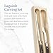 Jean Dubost Laguiole 2-Piece Carving Set, Black Handles - Rust-Resistant Stainless Steel - Includes Wooden Tray - Made in France
